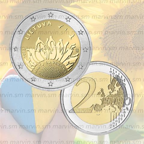  2 euro - Kartu su Ukraina - Lituania - 2023 - UNC 