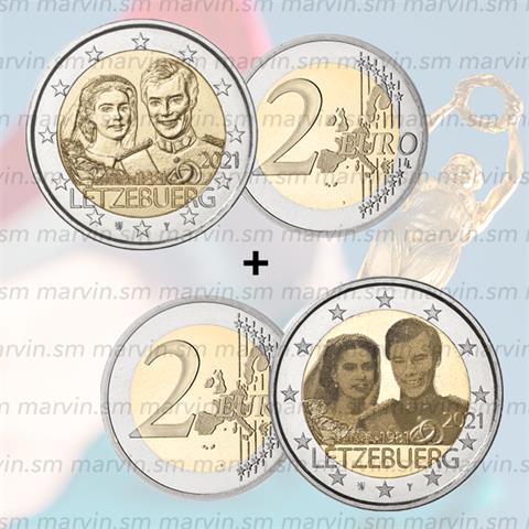  2 euro – Anniversario di Matrimonio – Lussemburgo – 2021 – COPPIA - UNC 