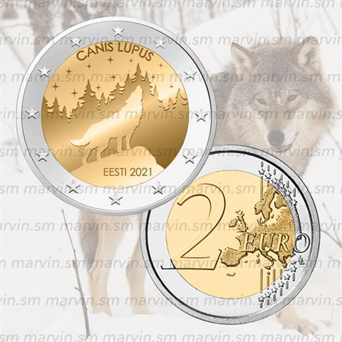  2 euro - Canis Lupus - Estonia - 2021 - UNC 