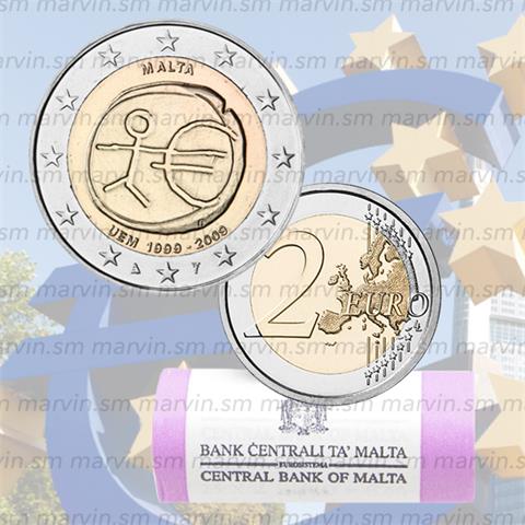  2 euro - Anniversario EMU - Malta - 2009 - Rotolino - UNC 