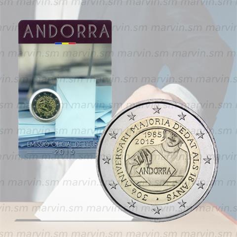  2 euro - Attribuzione della Maggiore Età - Andorra - 2015 - FDC 