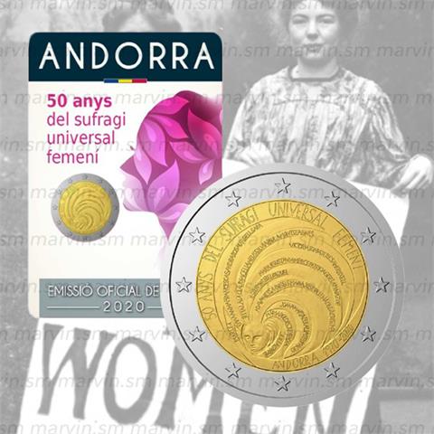  2 euro - Suffragio Femminile Universale - Andorra - 2020 - FDC 