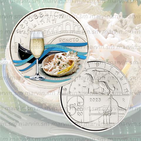  5 euro - Prosecco e Granseola - Veneto - Italia - 2023 - Coincard - CuNi FDC 