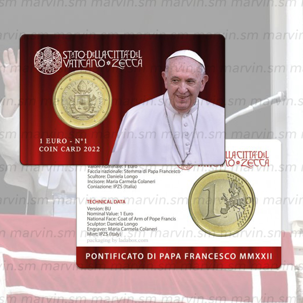 1 Euro - Vaticano - 2022 - Coincard - FDC