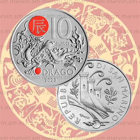  10 euro - Drago - Calendario Cinese - San Marino - 2023 - CuNi FDC 