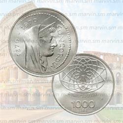 1000 lit rome capital city italy 1970 silver unc