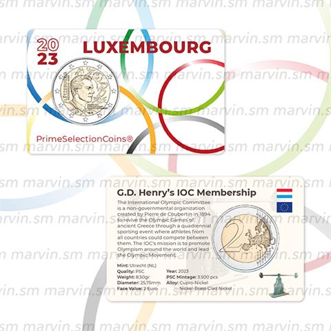  2 euro - Adesione al COI - Lussemburgo - 2023 - PSC 