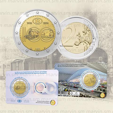  2 Euro - Ferrovia Nationale FR - Belgio - 2026 - Coincard - FDC 