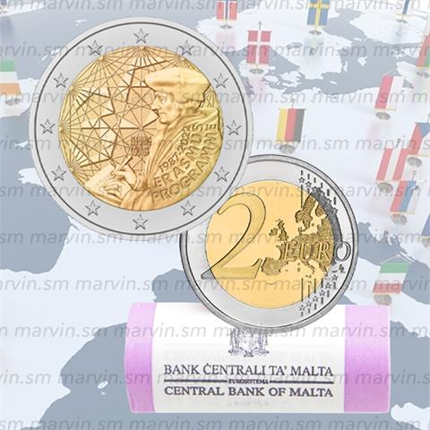  2 euro - Programma Erasmus - Malta - 2022 - Rotolino - UNC 