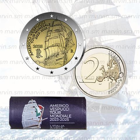  2 Euro – Nave Amerigo Vespucci – Italia – 2025 – Rotolino - UNC 