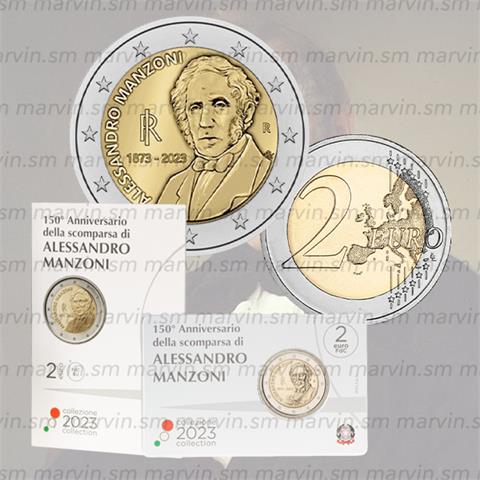  2 euro - Alessandro Manzoni - Italia - 2023 - Coincard - FDC 