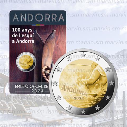  2 euro - 100 anni di Sci  - Andorra - 2024 - FDC 