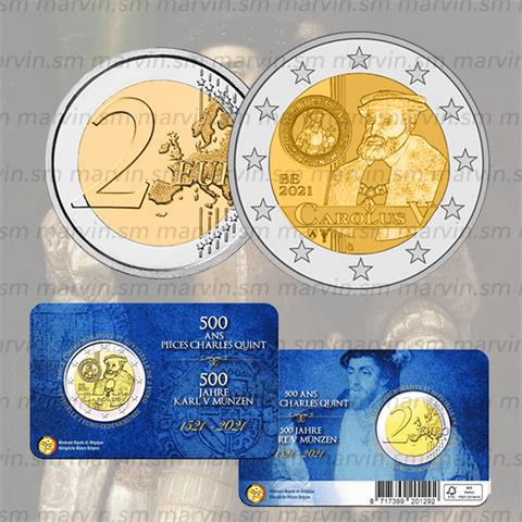  2 euro - Carlo V - Belgio - 2021 - Coincard - FDC 
