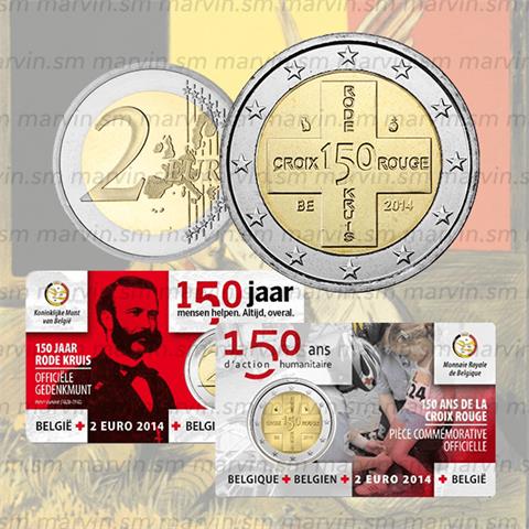  2 euro - Croce Rossa - Belgio - 2014 - Coincard - FDC 