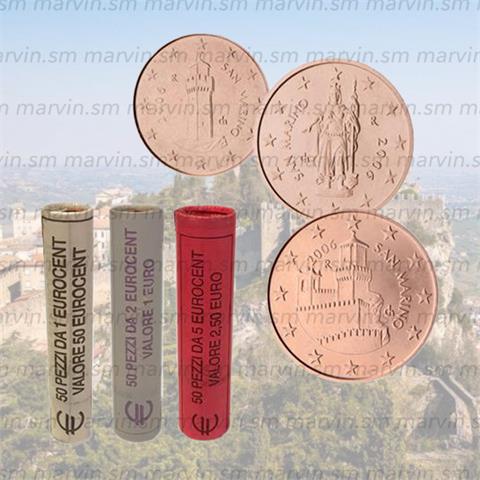  1,2,5 cent - San Marino - 2006 - Rotolino - 150 monete 