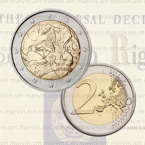  2 euro - Human Rights - Italy - 2008 - UNC 