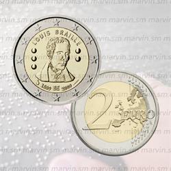 2 euro - Louis Braille - Belgio - 2009 - UNC