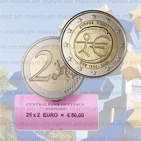  2 euro - Anniversario EMU - Cipro - 2009 - Rotolino - UNC 