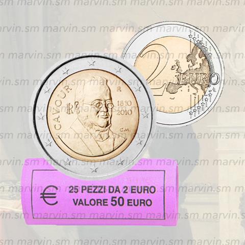  2 euro - Camillo Benso Conte di Cavour - Italia - 2010 - Rotolino - UNC 