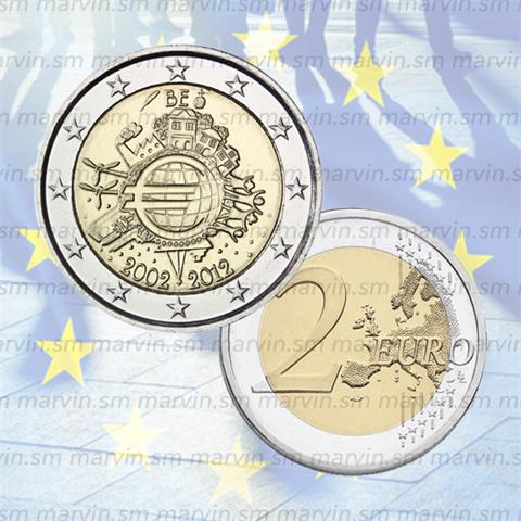  2 euro - Anniversary of Euro - Belgium - 2012 - UNC 
