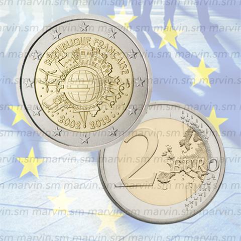  2 euro - Anniversario Euro - Francia - 2012 - UNC 