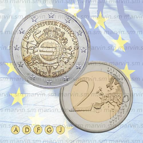 Germania 2 euro commemorativo 2007 5 pz . 50º anniversario della firma del  Trattato di Roma FDC