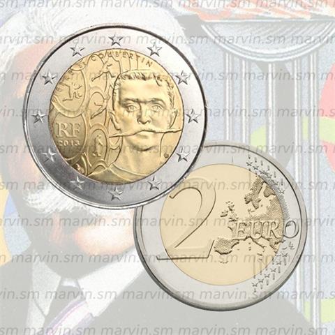  2 euro - Pierre De Coubertin - Francia - 2013 - UNC 