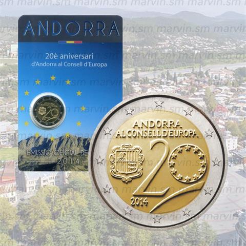  2 euro - 20 Anni nel Consiglio d'Europa - Andorra - 2014 - FDC 