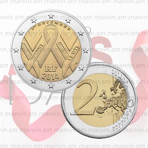  2 euro - World AIDS Day - France - 2014 - UNC 