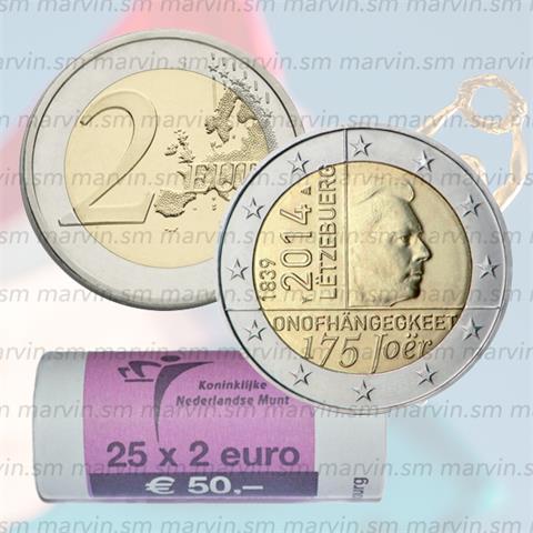  2 euro - Indipendenza - Lussemburgo - 2014 - Rotolino - UNC 