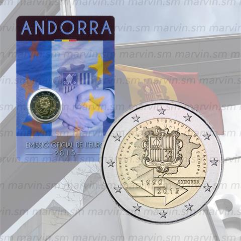  2 euro - 25° Anniversario dell'accordo doganale con UE - Andorra - 2015 - FDC 