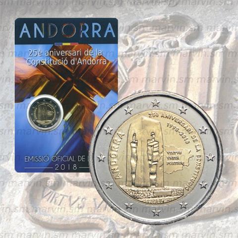  2 euro - Costituzione - Andorra - 2018 - FDC 