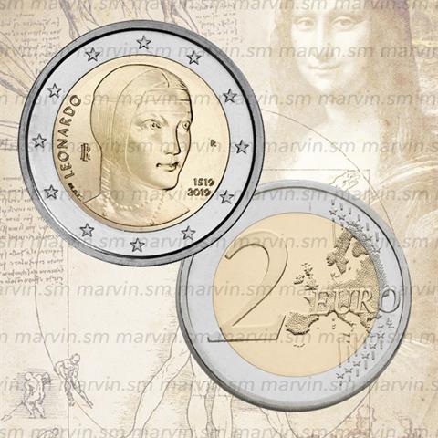 2 euro - Leonardo Da Vinci - Italia - 2019 - UNC 