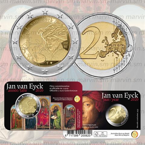  2 euro - Jan van Eyck - Belgio - 2020 - Coincard - FDC 