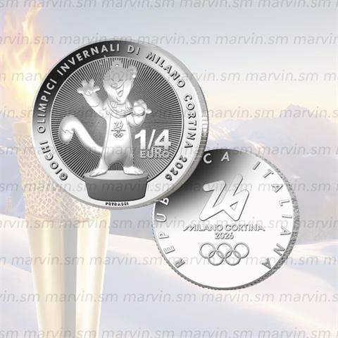  25 cent – Giochi Olimpici invernali - Mascotte - Italia – 2025 – Cupronichel FDC 