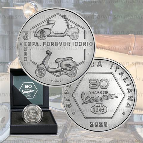  5 Euro - 80° Anniversario della Vespa - Italia - 2026 - AG FDC 