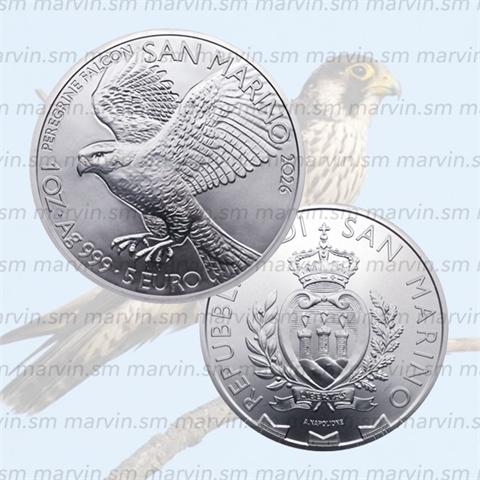  5 Euro - Falco Pellegrino - San Marino - 2026 - 1 OZ - Argento FDC 