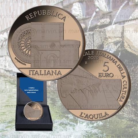  5 Euro - L' Aquila - Italy - 2026 - Copper BU 