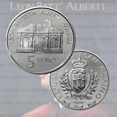  5 euro - Leon Battista Alberti - San Marino - 2022 - Argento - FS 