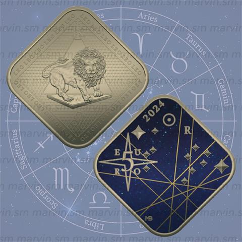  5 Euro - Serie Zodiaco - Leone - Italia - 2024 - Coincard - Bronzital FDC 