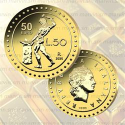 50 Euro - Riedizione della Lira  - Italia - 2026 - AU REVERSE FS