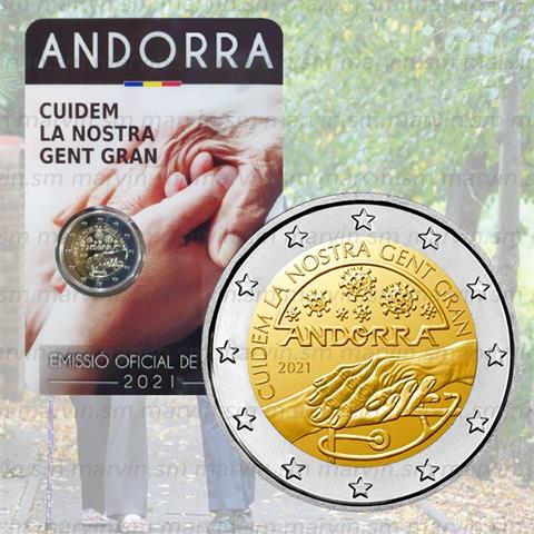  2 euro – Assistenza agli Anziani – Andorra – 2021 – FDC 