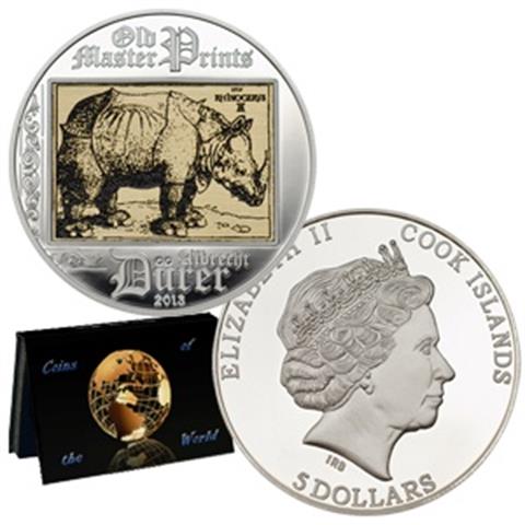  5 Dollari - Rinoceronte - Cook Islands - 2013 - AG FS 