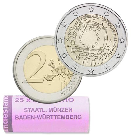  2015 - Germania - 2 € in rotolino (25 monete) 
