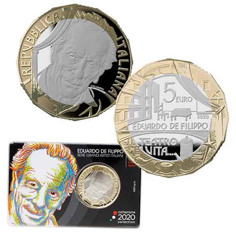  2020 – Italia – 5€ Bimetallico FS “Eduardo de Filippo” 