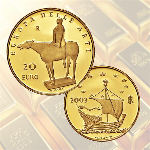  Italy - 20 Euro - Europe of Arts - 2003 - Gold - PROOF 