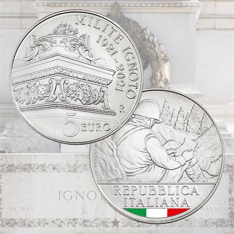  5 euro - Milite Ignoto - Italia - 2021 - Argento - FDC 