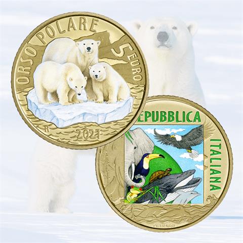  5 euro - Orso Polare - Mondo Sostenibile - Italia - 2021 - Bronzital - FS 