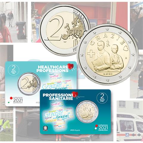  2 euro - Thank you - Healtcare Professions - Italy - 2021 - Coincard - BU 