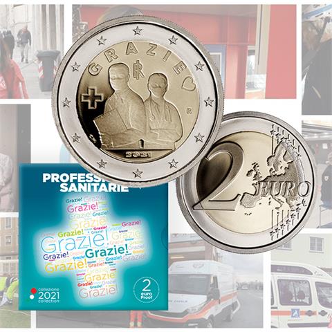  2 euro - Thank you - Healtcare Professions - Italy - 2021 - Proof 